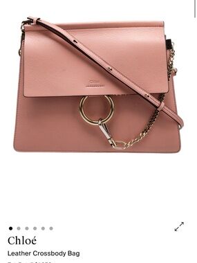 Chloé Pink Leather Faye-Style Crossbody with Gold Ring